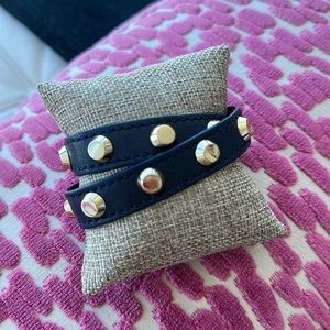 Michael Kors Blue Leather Double Wrap Studded Cuff Bracelet